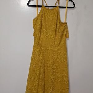 Yellow Sleeveless Lace Dress